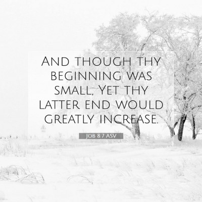Picture 07 - Job 8:7 ASV - And though thy beginning was small, Yet thy - Bible Verse Picture