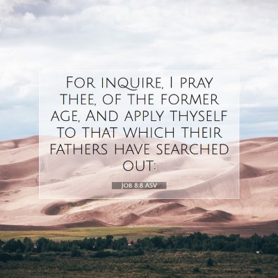 Picture 07 - Job 8:8 ASV - For inquire, I pray thee, of the former age, And - Bible Verse Picture