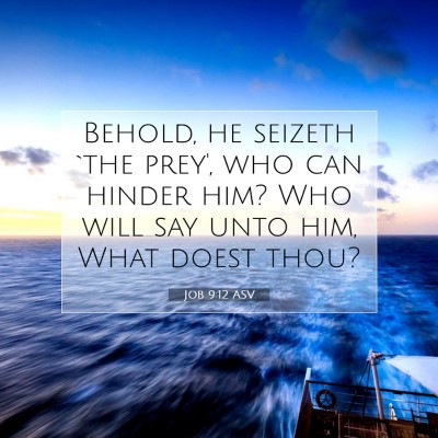 Picture 07 - Job 9:12 ASV - Behold, he seizeth `the prey', who can hinder - Bible Verse Picture