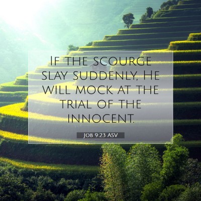 Picture 07 - Job 9:23 ASV - If the scourge slay suddenly, He will mock at the - Bible Verse Picture