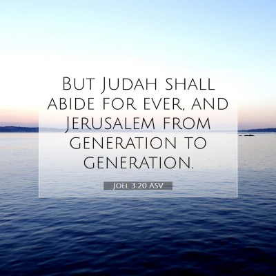 Picture 07 - Joel 3:20 ASV - But Judah shall abide for ever, and Jerusalem - Bible Verse Picture