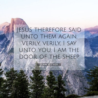 Picture 07 - John 10:7 ASV - Jesus therefore said unto them again, Verily, - Bible Verse Picture