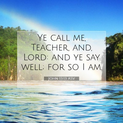 Picture 07 - John 13:13 ASV - Ye call me, Teacher, and, Lord: and ye say well; - Bible Verse Picture