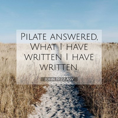 Picture 07 - John 19:22 ASV - Pilate answered, What I have written I have - Bible Verse Picture