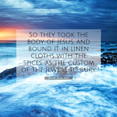 Picture 07 - John 19:40 ASV - So they took the body of Jesus, and bound it in - Bible Verse Picture