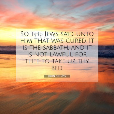 Picture 07 - John 5:10 ASV - So the Jews said unto him that was cured, It is - Bible Verse Picture