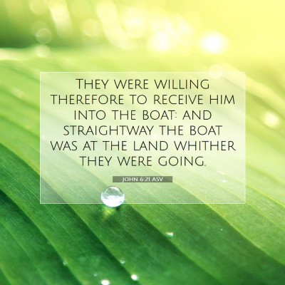 Picture 07 - John 6:21 ASV - They were willing therefore to receive him into - Bible Verse Picture