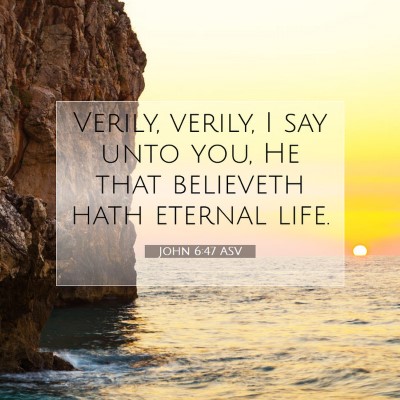 Picture 07 - John 6:47 ASV - Verily, verily, I say unto you, He that believeth - Bible Verse Picture