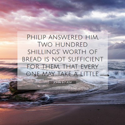 Picture 07 - John 6:7 ASV - Philip answered him, Two hundred shillings' worth - Bible Verse Picture
