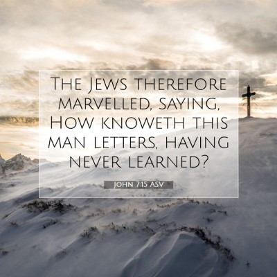 Picture 07 - John 7:15 ASV - The Jews therefore marvelled, saying, How knoweth - Bible Verse Picture