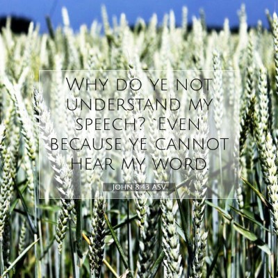 Picture 07 - John 8:43 ASV - Why do ye not understand my speech? `Even' - Bible Verse Picture