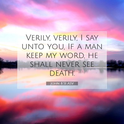 Picture 07 - John 8:51 ASV - Verily, verily, I say unto you, If a man keep my - Bible Verse Picture