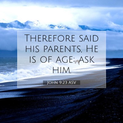 Picture 07 - John 9:23 ASV - Therefore said his parents, He is of age; ask - Bible Verse Picture