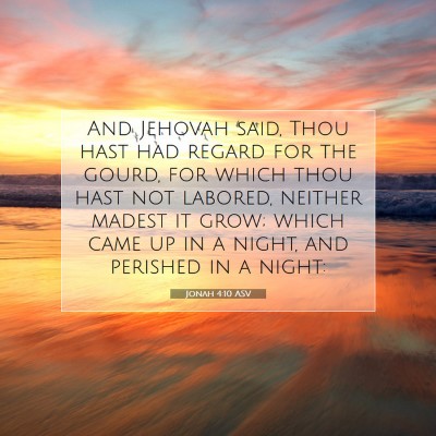 Picture 07 - Jonah 4:10 ASV - And Jehovah said, Thou hast had regard for the - Bible Verse Picture