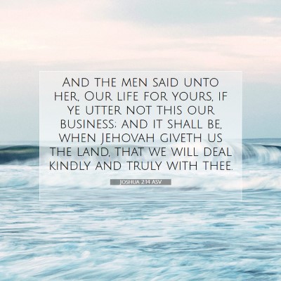 Picture 07 - Joshua 2:14 ASV - And the men said unto her, Our life for yours, if - Bible Verse Picture