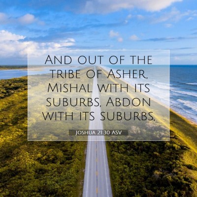Picture 07 - Joshua 21:30 ASV - And out of the tribe of Asher, Mishal with its - Bible Verse Picture