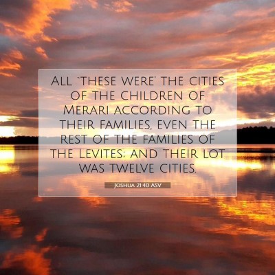 Picture 07 - Joshua 21:40 ASV - All `these were' the cities of the children of - Bible Verse Picture