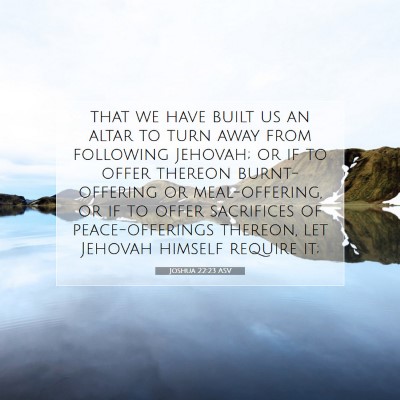 Picture 07 - Joshua 22:23 ASV - that we have built us an altar to turn away from - Bible Verse Picture
