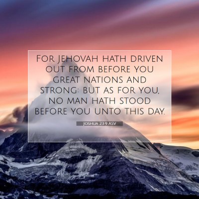 Picture 07 - Joshua 23:9 ASV - For Jehovah hath driven out from before you great - Bible Verse Picture