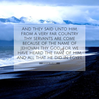 Picture 07 - Joshua 9:9 ASV - And they said unto him, From a very far country - Bible Verse Picture