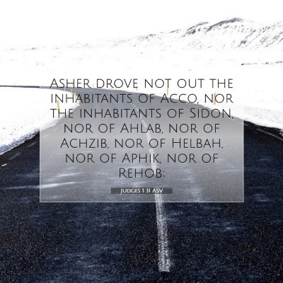 Picture 07 - Judges 1:31 ASV - Asher drove not out the inhabitants of Acco, nor - Bible Verse Picture