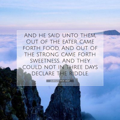 Picture 07 - Judges 14:14 ASV - And he said unto them, Out of the eater came - Bible Verse Picture
