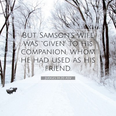Picture 07 - Judges 14:20 ASV - But Samson's wife was `given' to his companion, - Bible Verse Picture