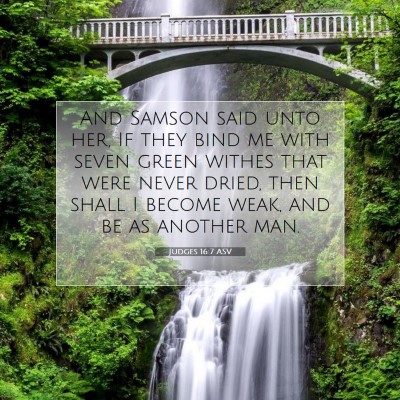 Picture 07 - Judges 16:7 ASV - And Samson said unto her, If they bind me with - Bible Verse Picture
