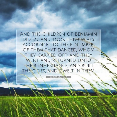 Picture 07 - Judges 21:23 ASV - And the children of Benjamin did so, and took - Bible Verse Picture