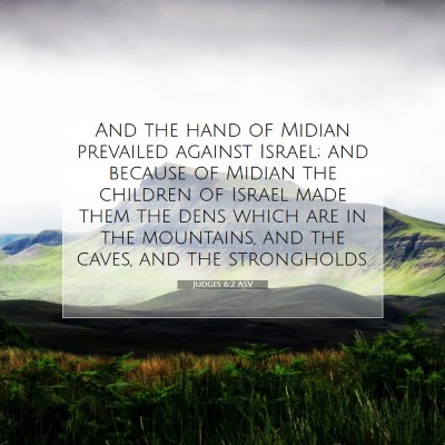 Picture 07 - Judges 6:2 ASV - And the hand of Midian prevailed against Israel; - Bible Verse Picture