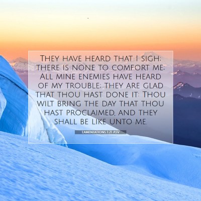 Picture 07 - Lamentations 1:21 ASV - They have heard that I sigh; there is none to - Bible Verse Picture