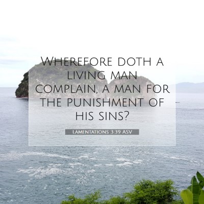 Picture 07 - Lamentations 3:39 ASV - Wherefore doth a living man complain, a man for - Bible Verse Picture