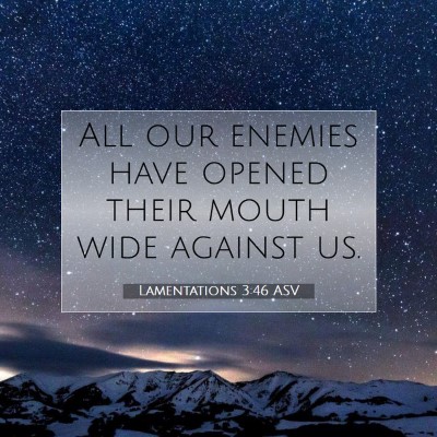 Picture 07 - Lamentations 3:46 ASV - All our enemies have opened their mouth wide - Bible Verse Picture