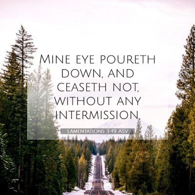 Picture 07 - Lamentations 3:49 ASV - Mine eye poureth down, and ceaseth not, without - Bible Verse Picture