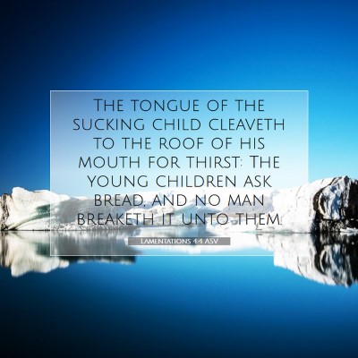Picture 07 - Lamentations 4:4 ASV - The tongue of the sucking child cleaveth to the - Bible Verse Picture