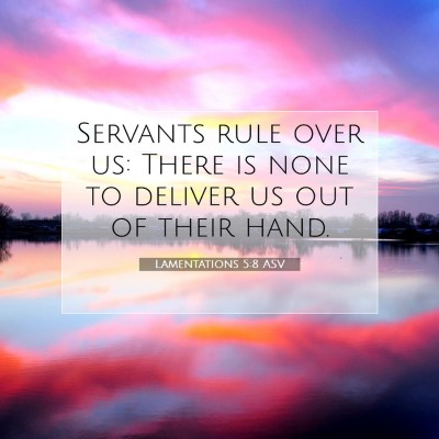 Picture 07 - Lamentations 5:8 ASV - Servants rule over us: There is none to deliver - Bible Verse Picture