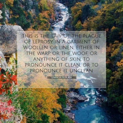 Picture 07 - Leviticus 13:59 ASV - This is the law of the plague of leprosy in a - Bible Verse Picture