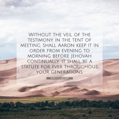 Picture 07 - Leviticus 24:3 ASV - Without the veil of the testimony, in the tent of - Bible Verse Picture