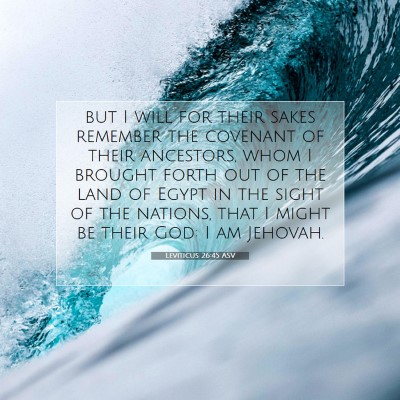 Picture 07 - Leviticus 26:45 ASV - but I will for their sakes remember the covenant - Bible Verse Picture
