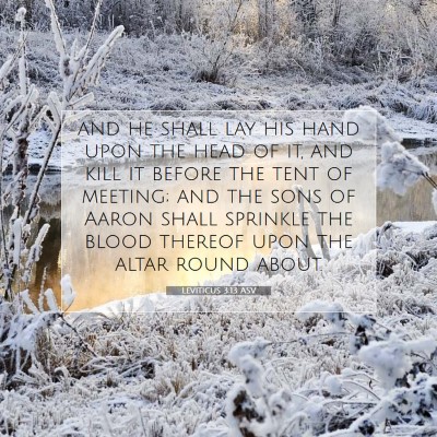 Picture 07 - Leviticus 3:13 ASV - and he shall lay his hand upon the head of it, - Bible Verse Picture