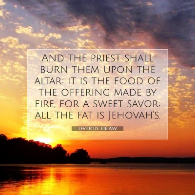 Picture 07 - Leviticus 3:16 ASV - And the priest shall burn them upon the altar: it - Bible Verse Picture