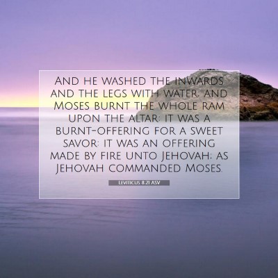 Picture 07 - Leviticus 8:21 ASV - And he washed the inwards and the legs with - Bible Verse Picture