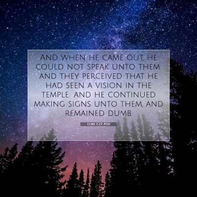 Picture 07 - Luke 1:22 ASV - And when he came out, he could not speak unto - Bible Verse Picture