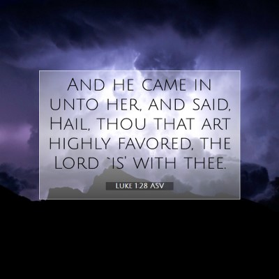 Picture 07 - Luke 1:28 ASV - And he came in unto her, and said, Hail, thou - Bible Verse Picture