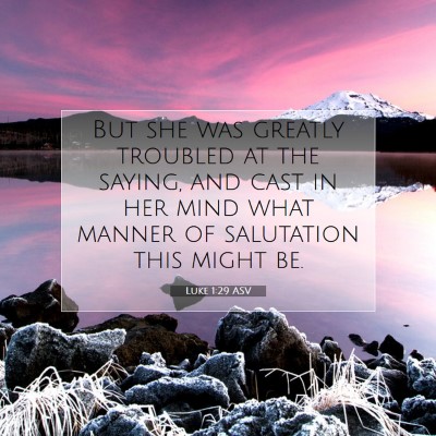 Picture 07 - Luke 1:29 ASV - But she was greatly troubled at the saying, and - Bible Verse Picture