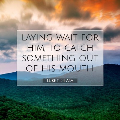 Picture 07 - Luke 11:54 ASV - laying wait for him, to catch something out of - Bible Verse Picture