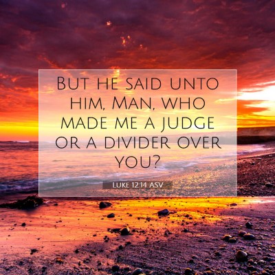 Picture 07 - Luke 12:14 ASV - But he said unto him, Man, who made me a judge or - Bible Verse Picture