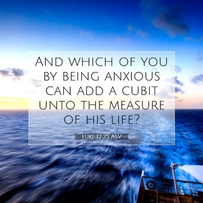 Picture 07 - Luke 12:25 ASV - And which of you by being anxious can add a cubit - Bible Verse Picture