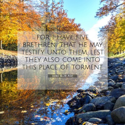 Picture 07 - Luke 16:28 ASV - for I have five brethren; that he may testify - Bible Verse Picture