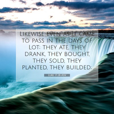 Picture 07 - Luke 17:28 ASV - Likewise even as it came to pass in the days of - Bible Verse Picture
